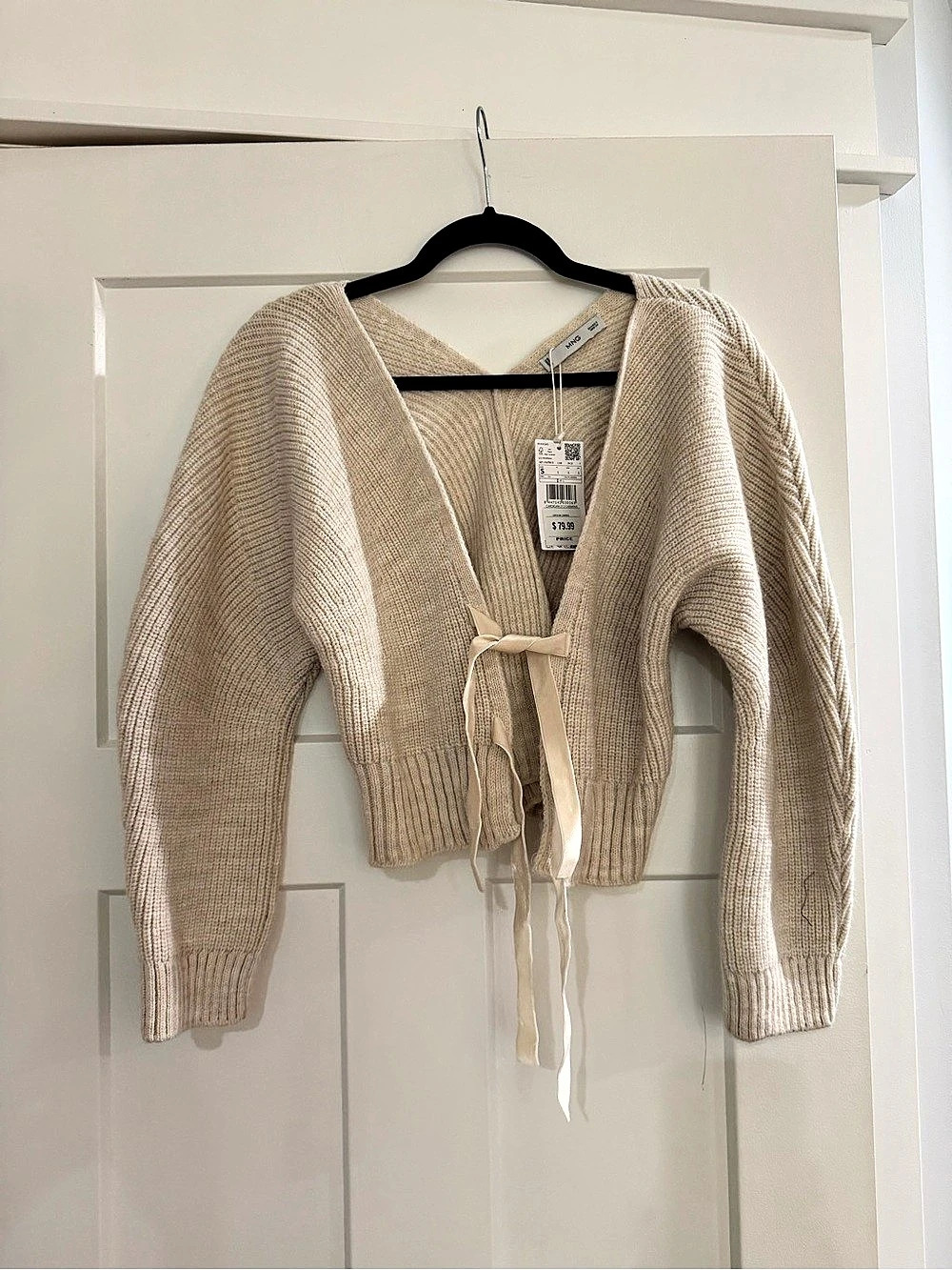 Mango Tie-Front Cardigan Cream Small